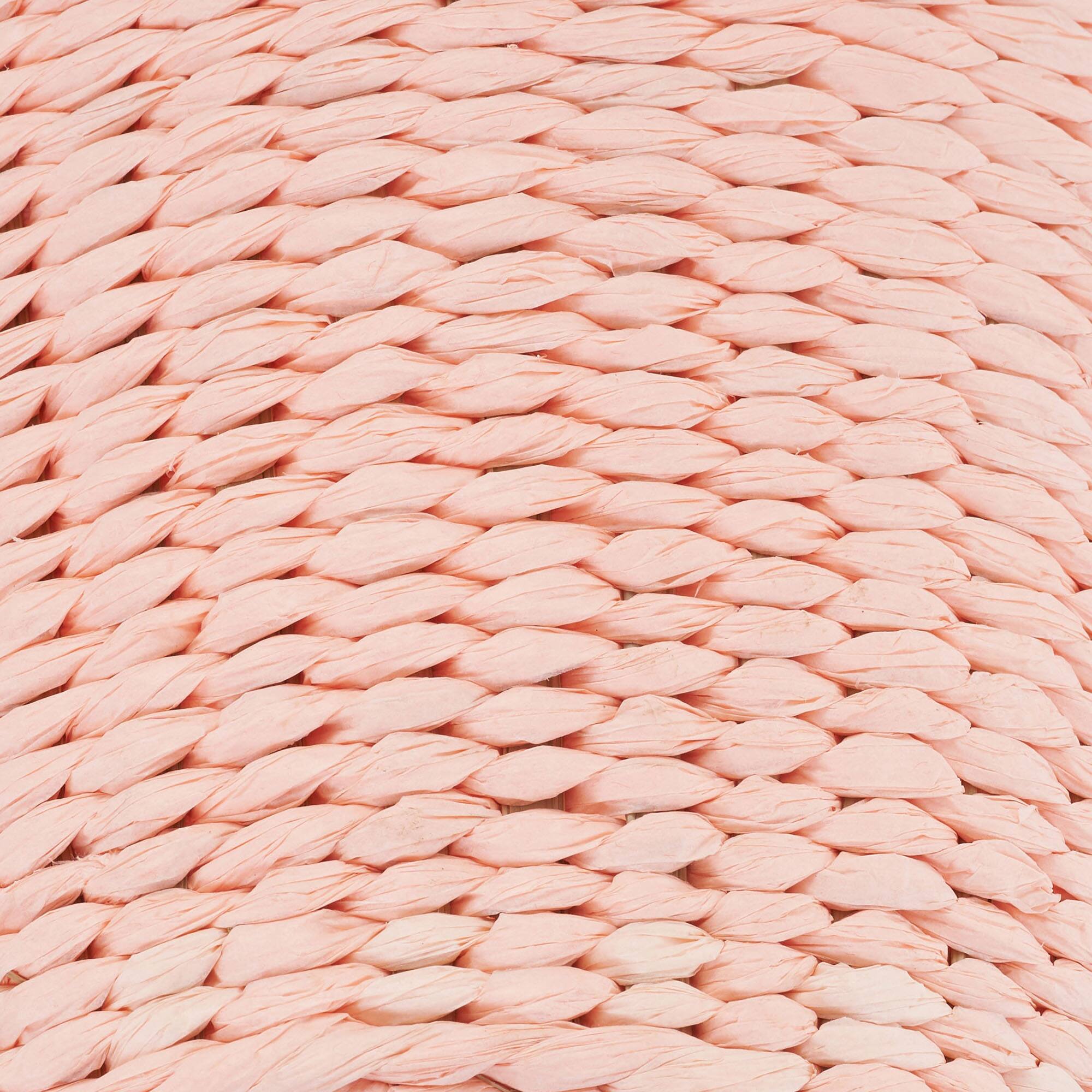 Household Essentials Pink Woven Paper Rope Waste Basket